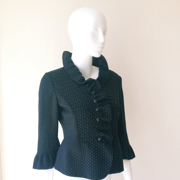 Armani Collezioni Ruffle Polka Dot Blazer Jacket - Picture 2 of 8